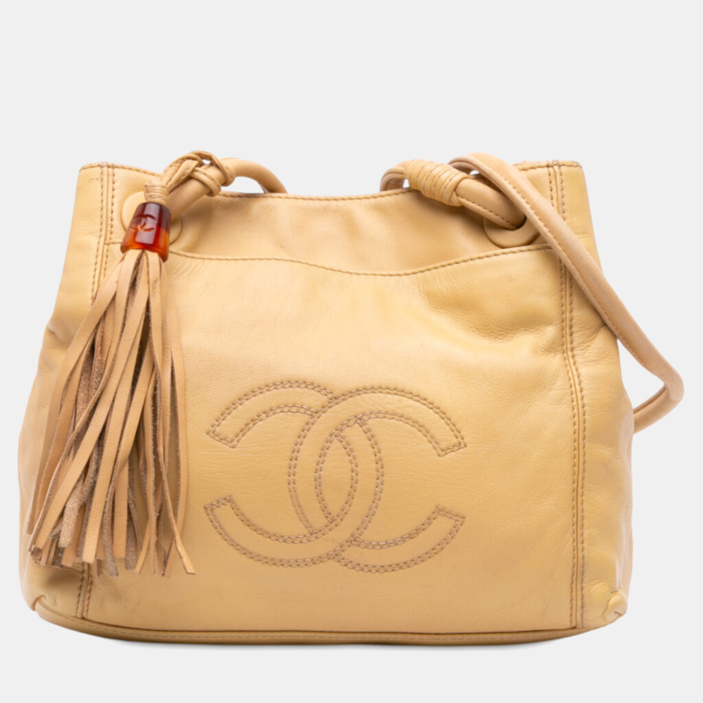 luxury-women-chanel-used-handbags-p1240880-002-1.jpg Chanel Brown Lambskin CC Tassel Shoulder Bag