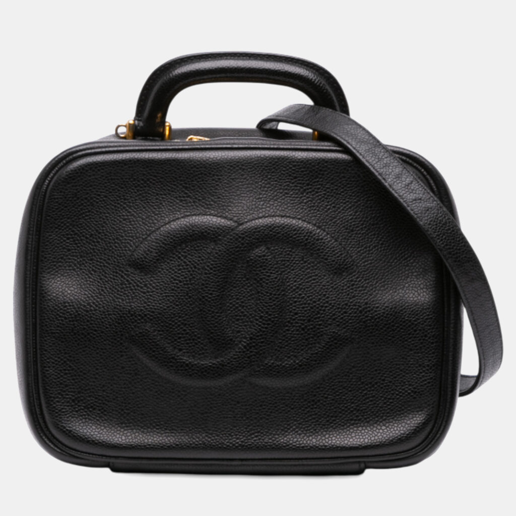 luxury-women-chanel-used-handbags-p1240898-002-1.jpg Chanel Black CC Caviar Vanity Case
