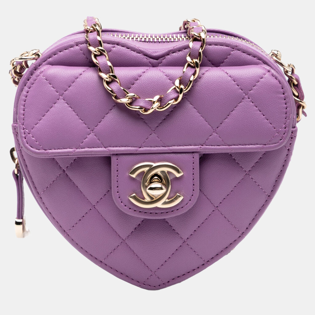 Chanel Purple Mini Lambskin CC in Love Heart Crossbody Chanel Purple Mini Lambskin CC in Love Heart Crossbody
