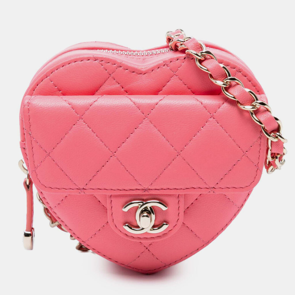 Chanel Pink Mini Lambskin CC in Love Heart Crossbody Chanel Pink Mini Lambskin CC in Love Heart Crossbody