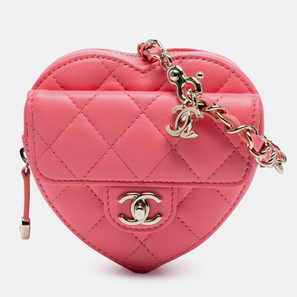 Chanel Pink Mini Lambskin CC in Love Heart Crossbody Chanel Pink Mini Lambskin CC in Love Heart Crossbody