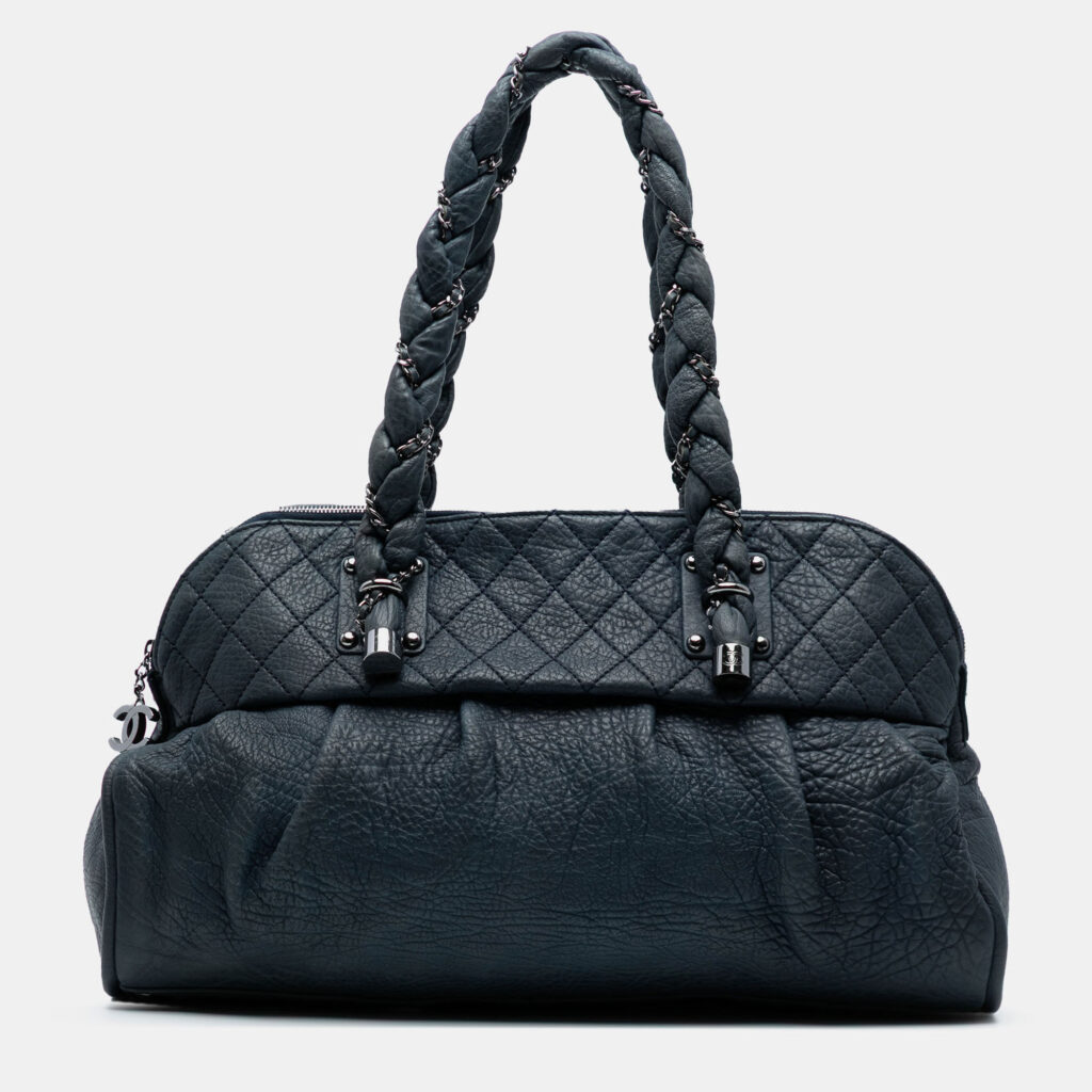 Chanel Navy Blue Calfskin Lady Braid Shoulder Bag Chanel Navy Blue Calfskin Lady Braid Shoulder Bag