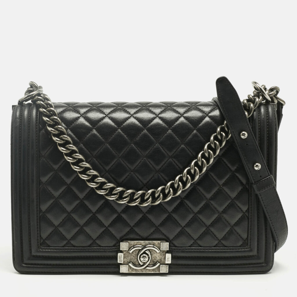 Chanel Black Quilted Leather New Medium Boy Flap Bag