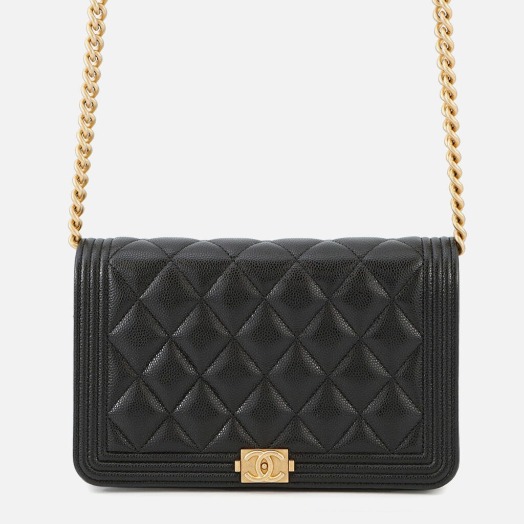 Chanel Boy Chanel Chain Wallet Black Caviar Leather Chanel Boy Chanel Chain Wallet Black Caviar Leather