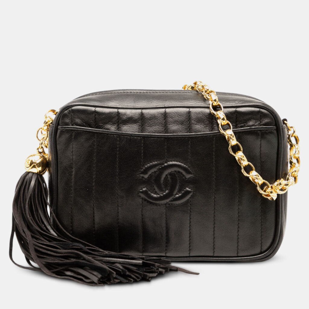 Chanel Black CC Quilted Lambskin Tassel Camera Bag Chanel Black CC Quilted Lambskin Tassel Camera Bag