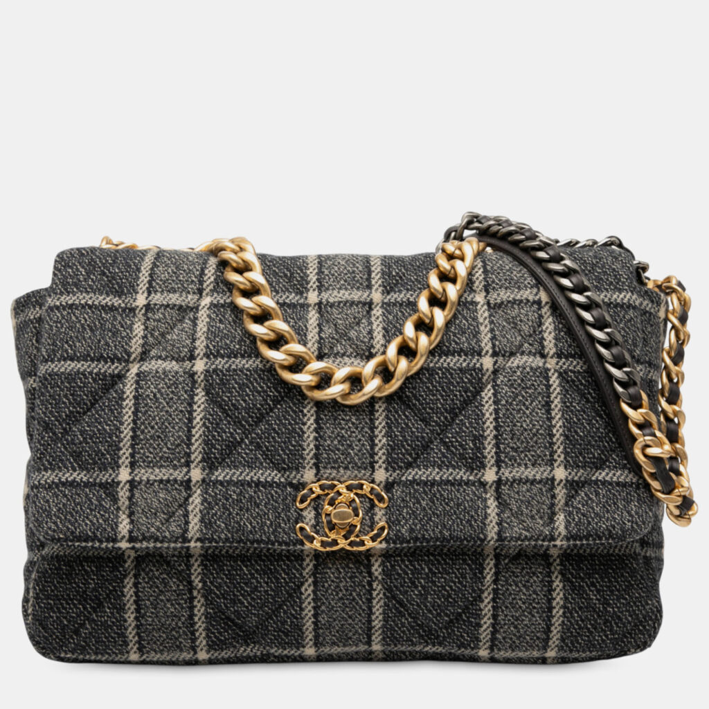Chanel Grey Maxi Quilted Wool 19 Flap Chanel Grey Maxi Quilted Wool 19 Flap
