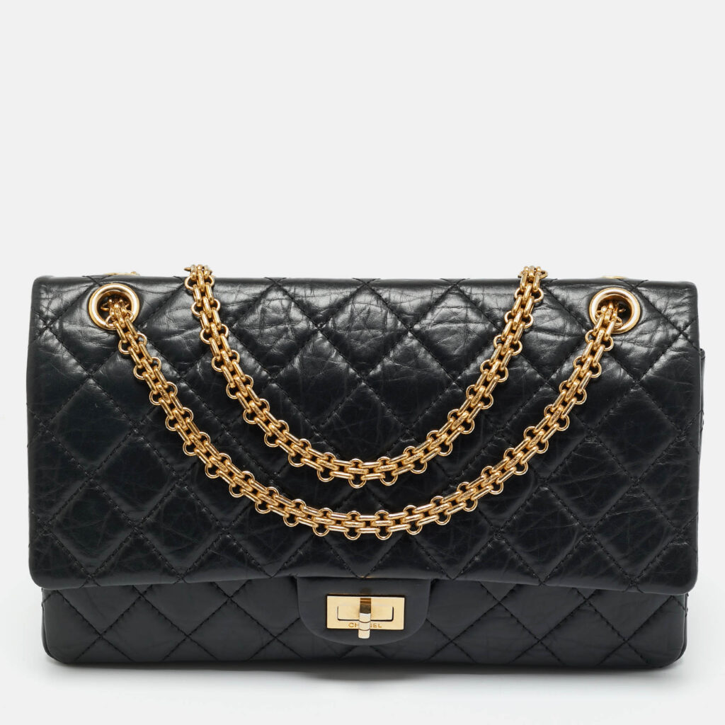 Chanel Black Quilted Aged Leather Classic 226 Reissue 2.55 Flap Bag