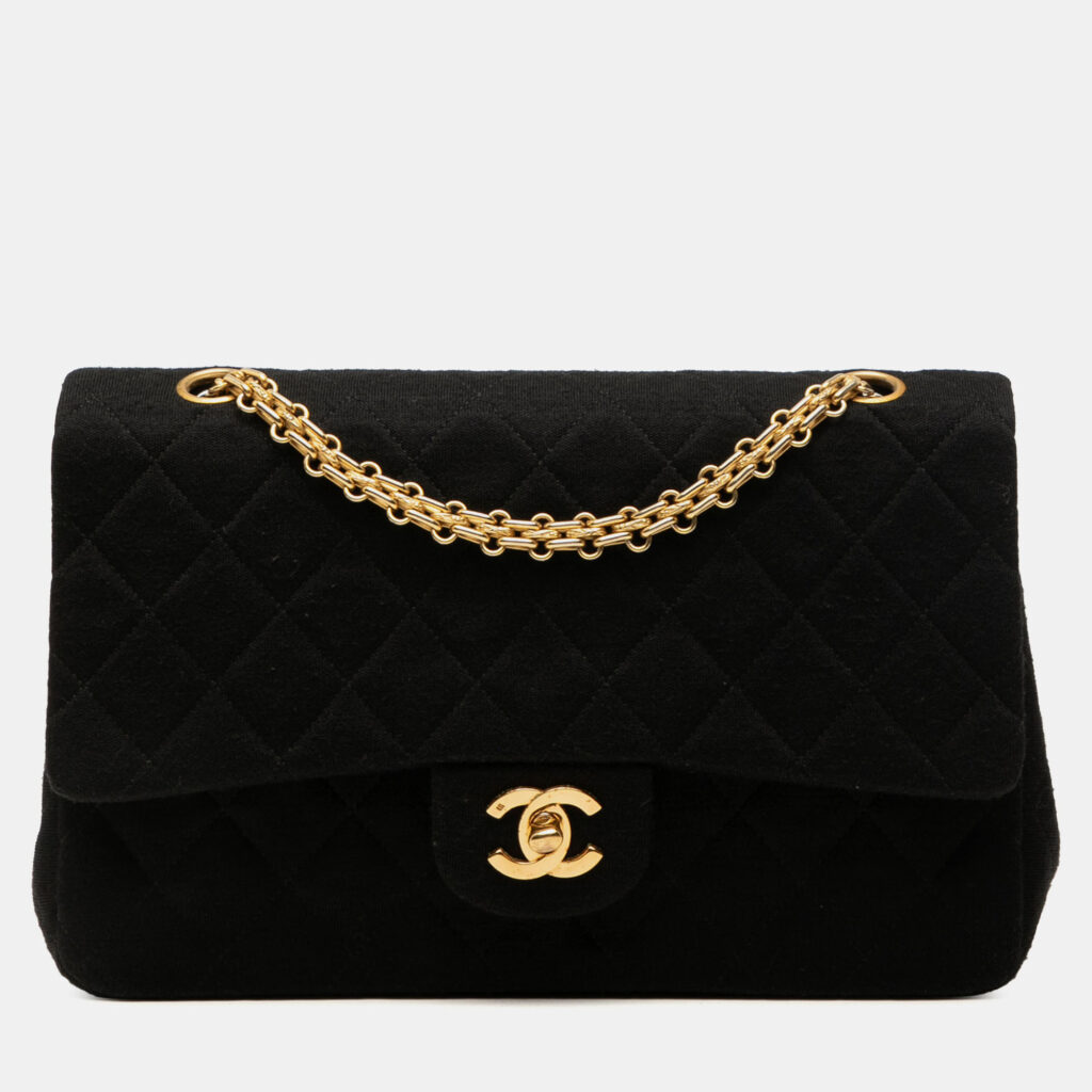 Chanel Black Medium Classic Jersey Double Flap