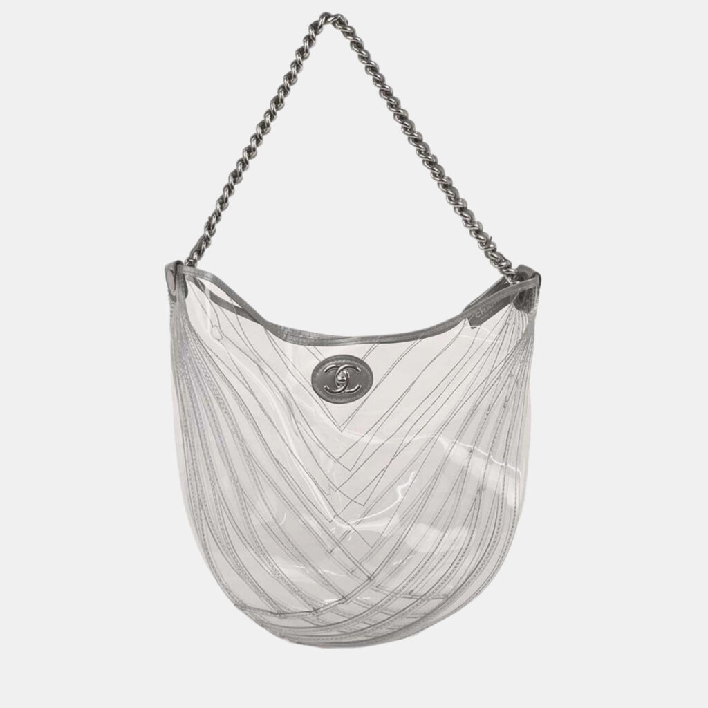 Chanel Clear PVC Chevron Tote Handbag Chanel Clear PVC Chevron Tote Handbag