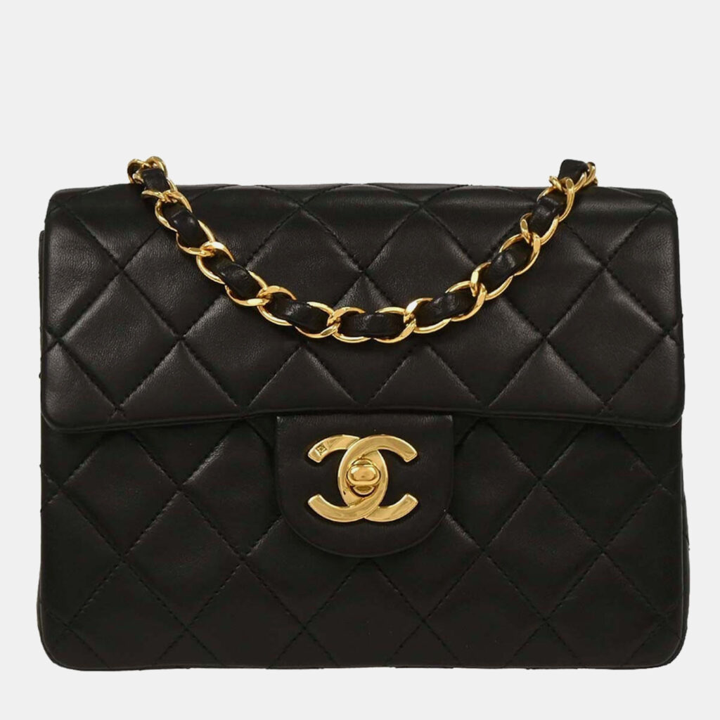 Chanel Black Lambskin Mini Classic Square Flap Shoulder Bag Chanel Black Lambskin Mini Classic Square Flap Shoulder Bag