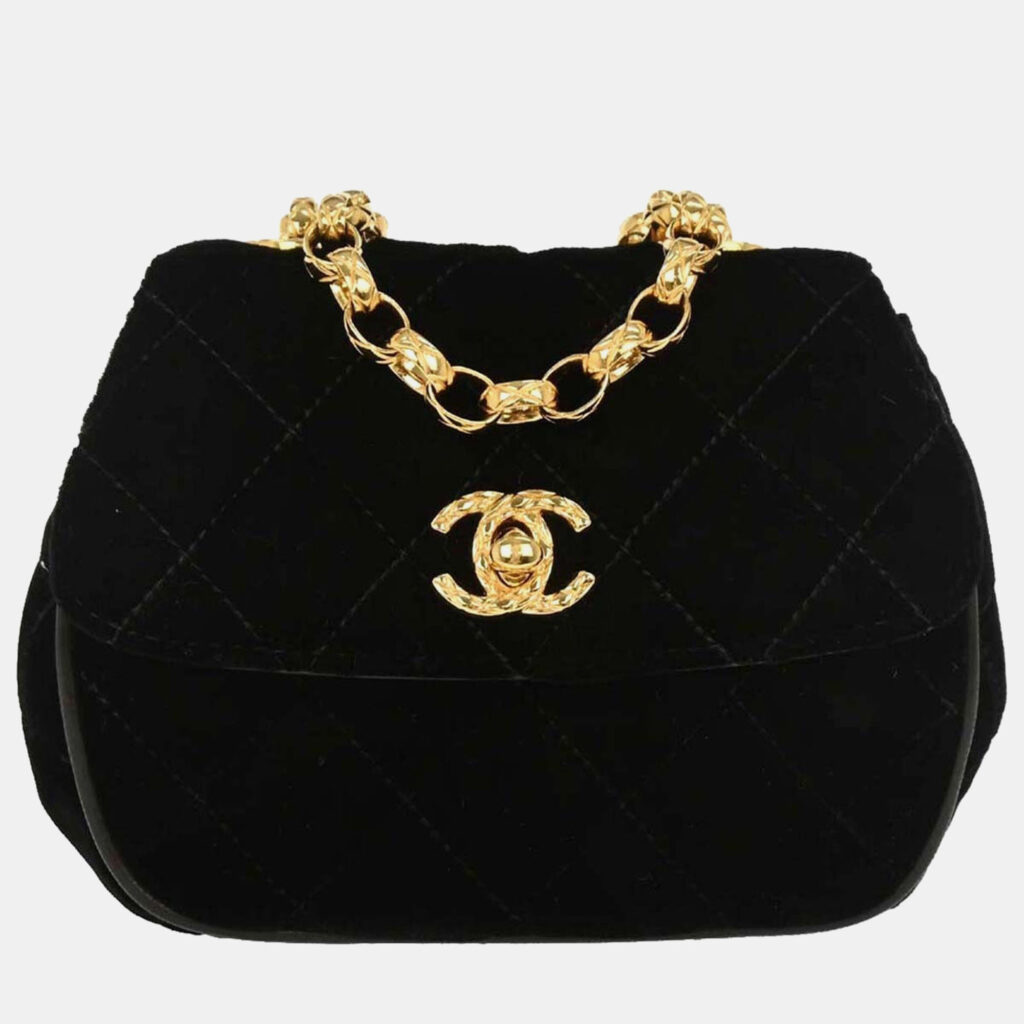 Chanel Black Velvet Shoulder Bag Chanel Black Velvet Shoulder Bag