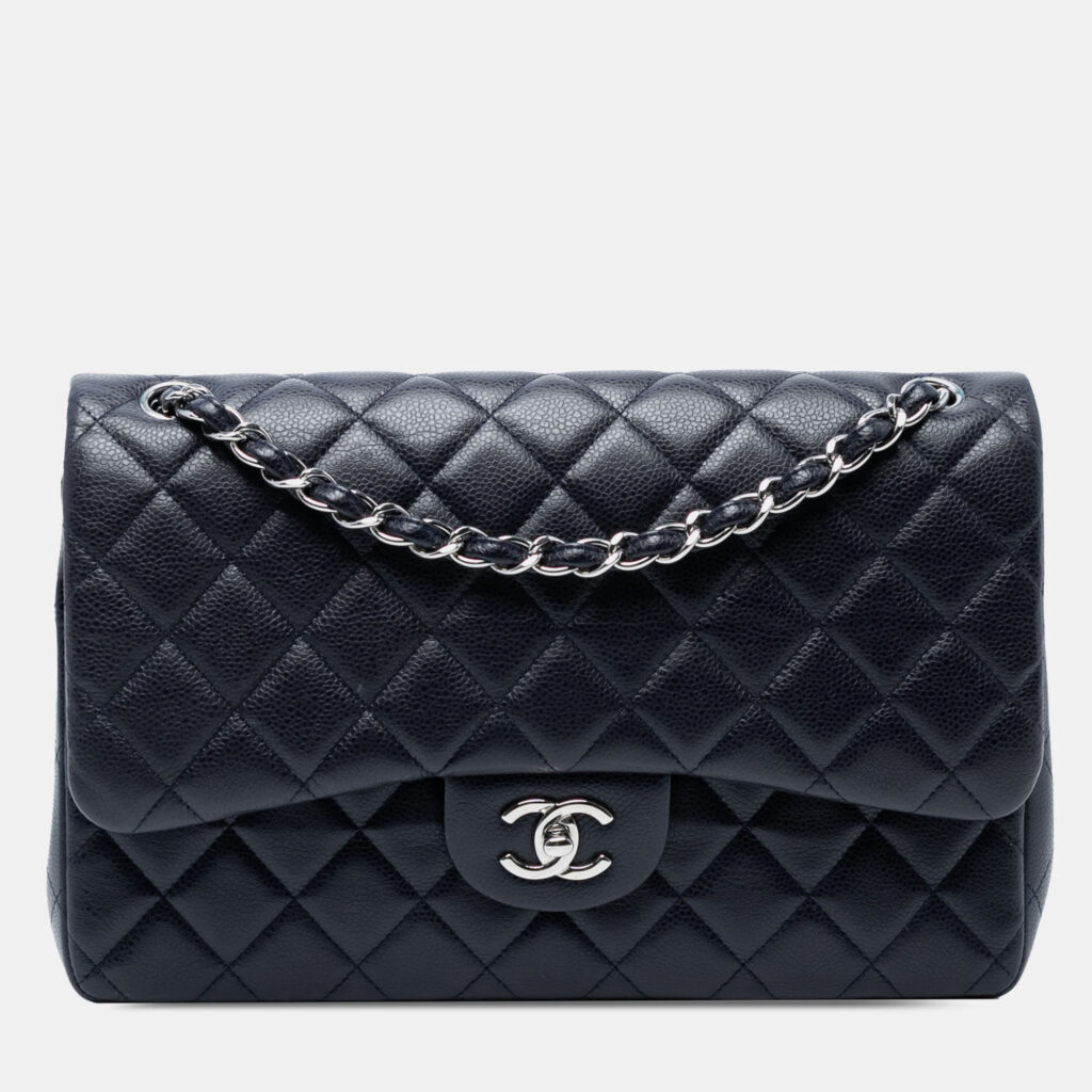 Chanel Blue Jumbo Classic Caviar Double Flap Chanel Blue Jumbo Classic Caviar Double Flap
