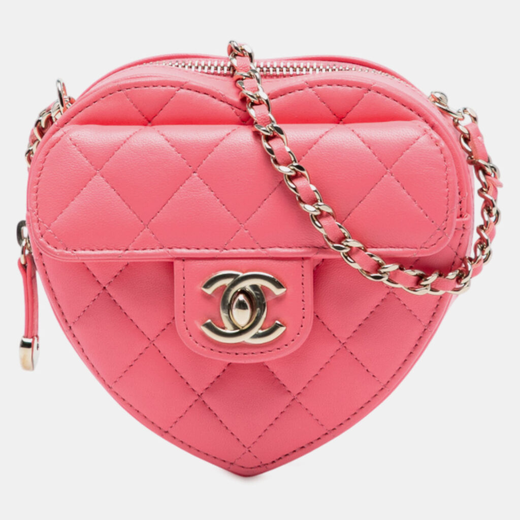 Chanel Pink Mini Lambskin CC in Love Heart Crossbody Chanel Pink Mini Lambskin CC in Love Heart Crossbody