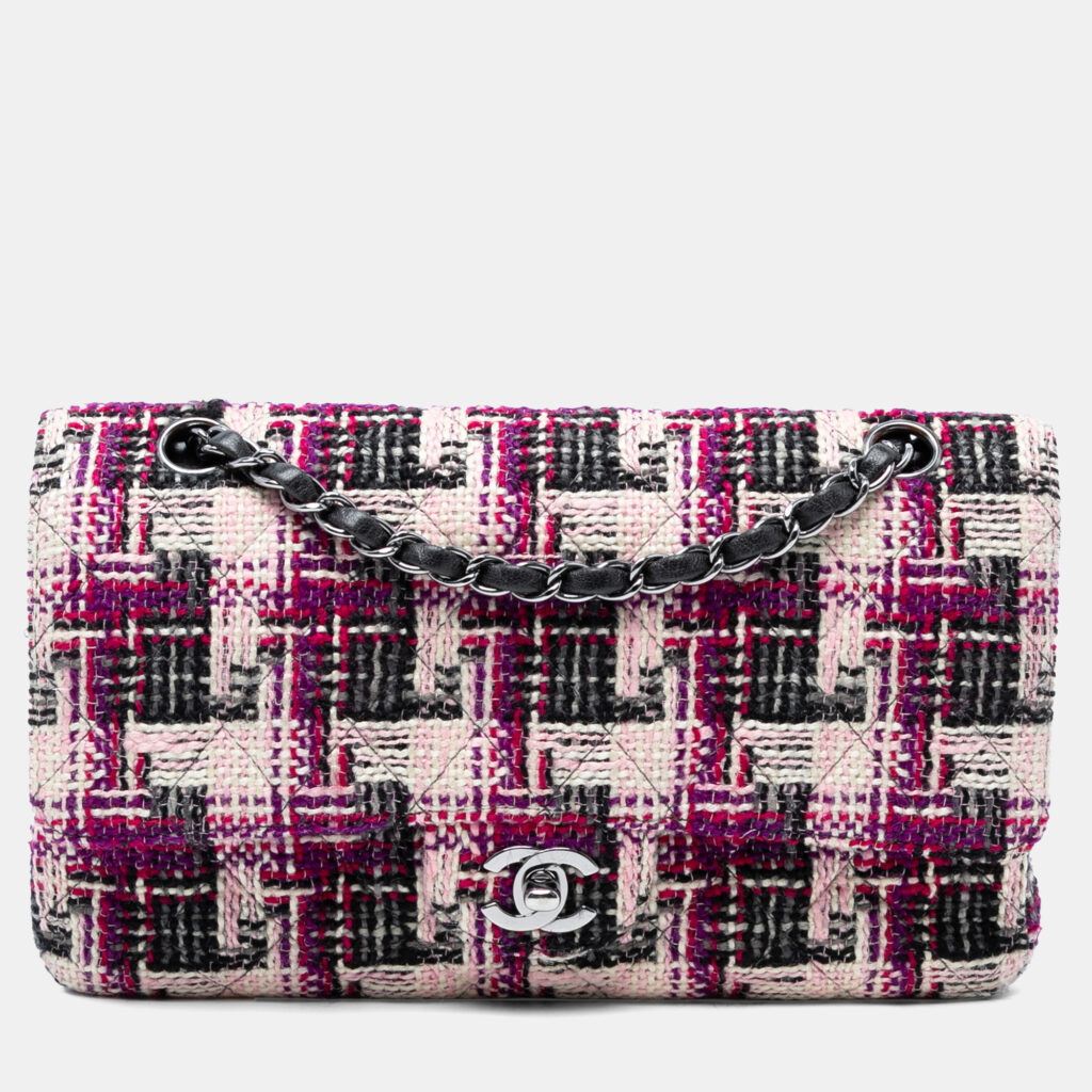 Chanel Pink Medium Classic Tweed Double Flap Chanel Pink Medium Classic Tweed Double Flap
