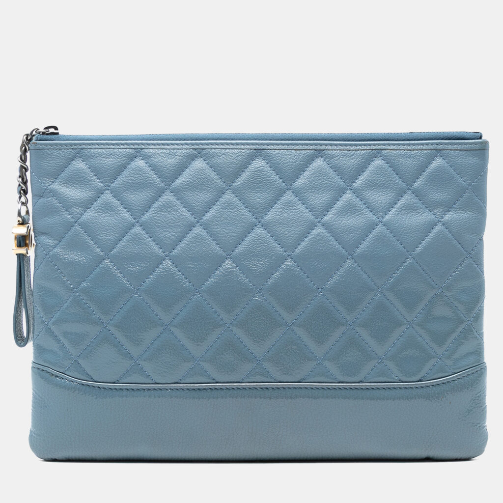 luxury-women-chanel-used-handbags-p1242473-002-1.jpg Chanel Blue Medium Aged Calfskin Gabrielle O Case Clutch