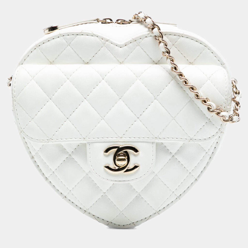 Chanel White Lambskin CC in Love Heart Crossbody Chanel White Lambskin CC in Love Heart Crossbody