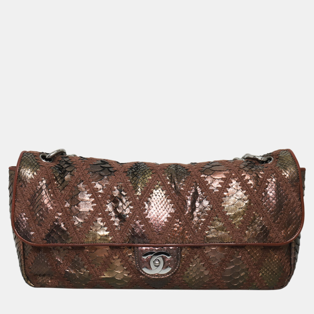 Chanel Python Crochet Soft Chain Flap Bag