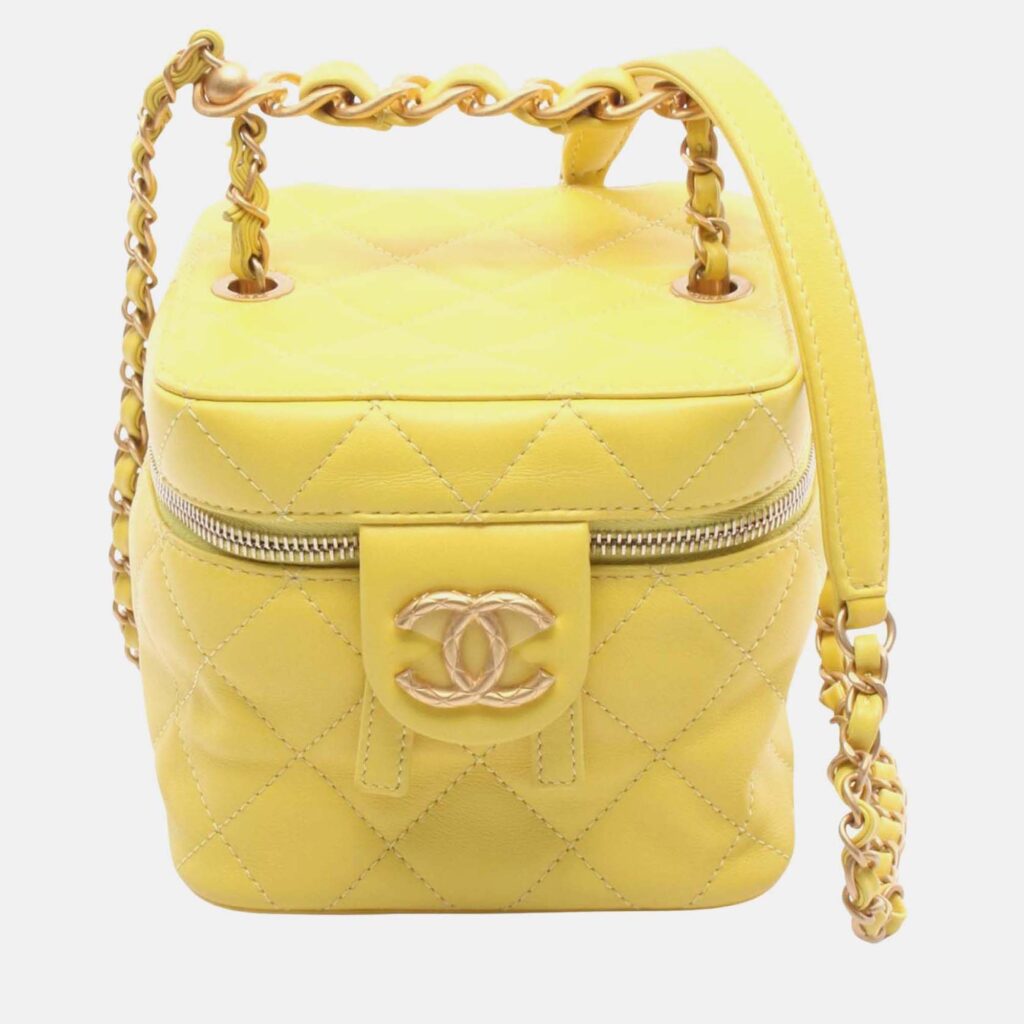 Chanel 267 Small CC Yellow Leather Vanity Case