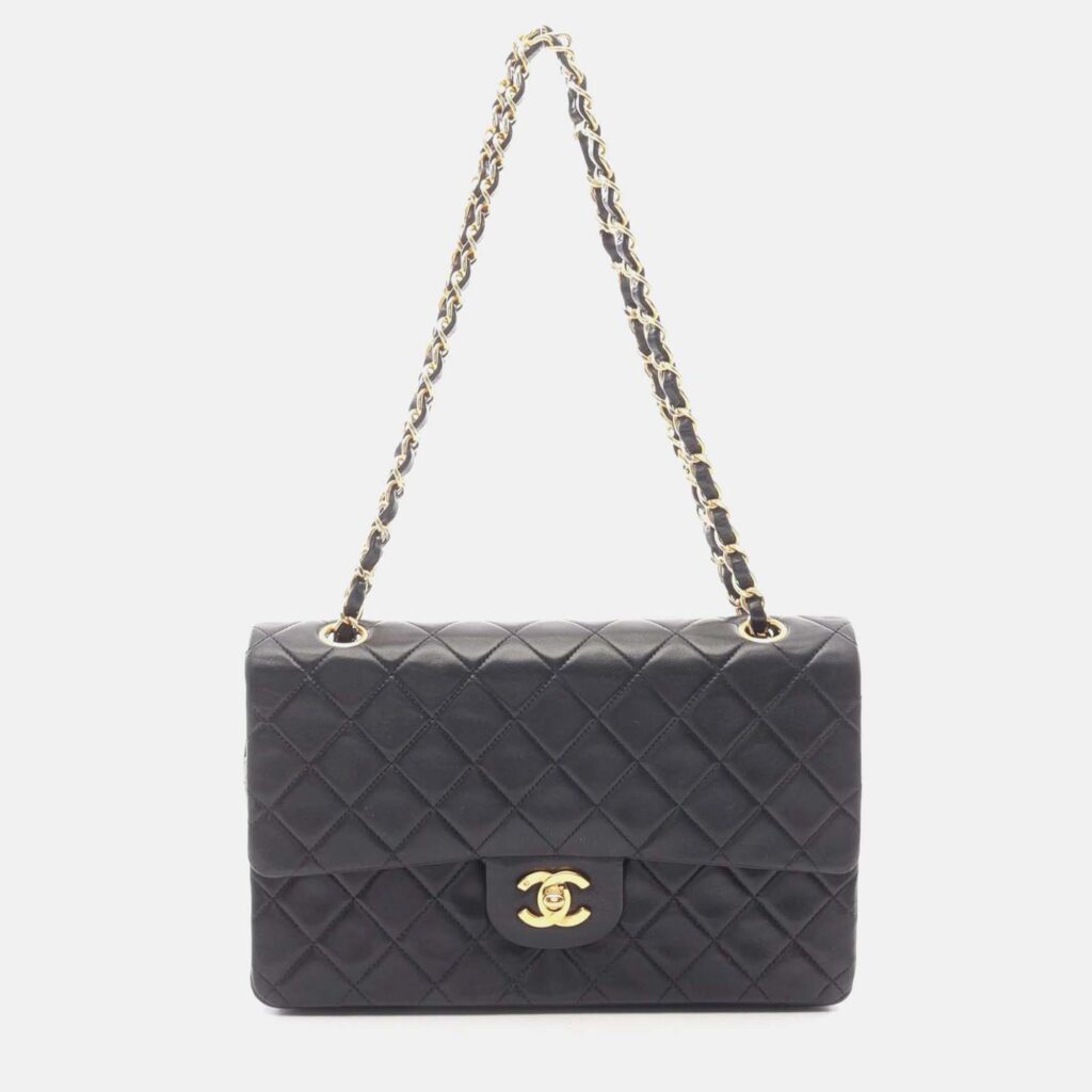Chanel Classic Double Flap Medium Black Leather Shoulder Bag
