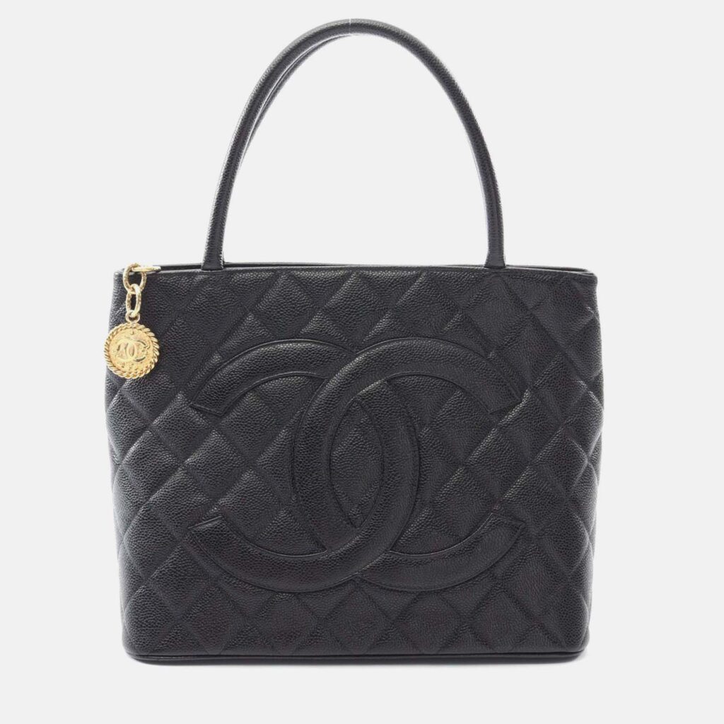 Chanel Medallion Black Caviar Leather Tote Bag