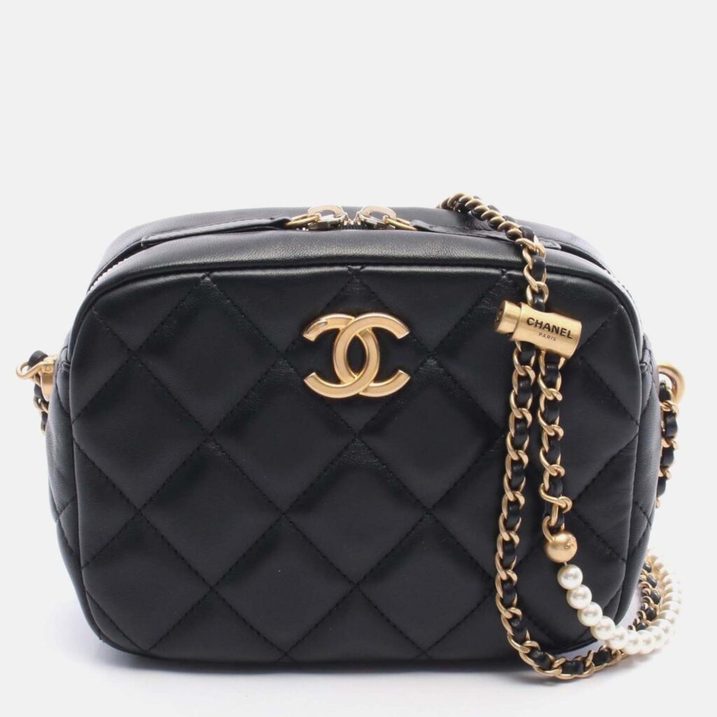 Chanel My Perfect Adjustable Small Quilted Lambskin with Pearls Chain Camera Bag