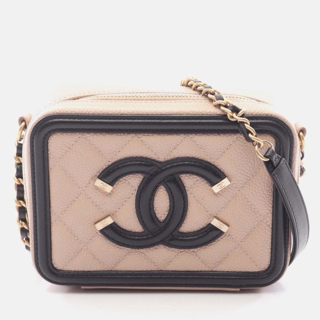 Chanel Filigree Pink/Black Leather Shoulder Bag Chanel Filigree Pink/Black Leather Shoulder Bag
