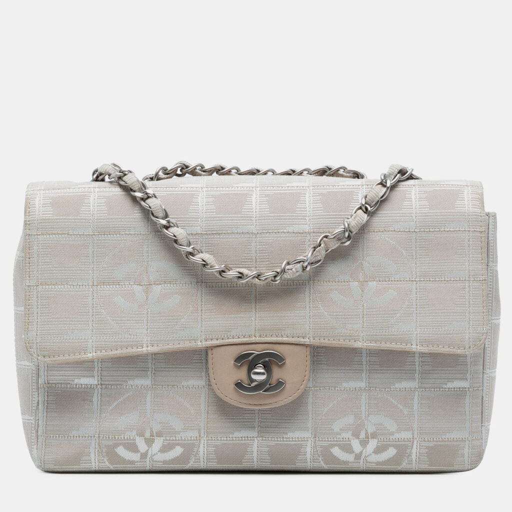 Chanel Beige Medium New Travel Line Nylon Single Flap Chanel Beige Medium New Travel Line Nylon Single Flap