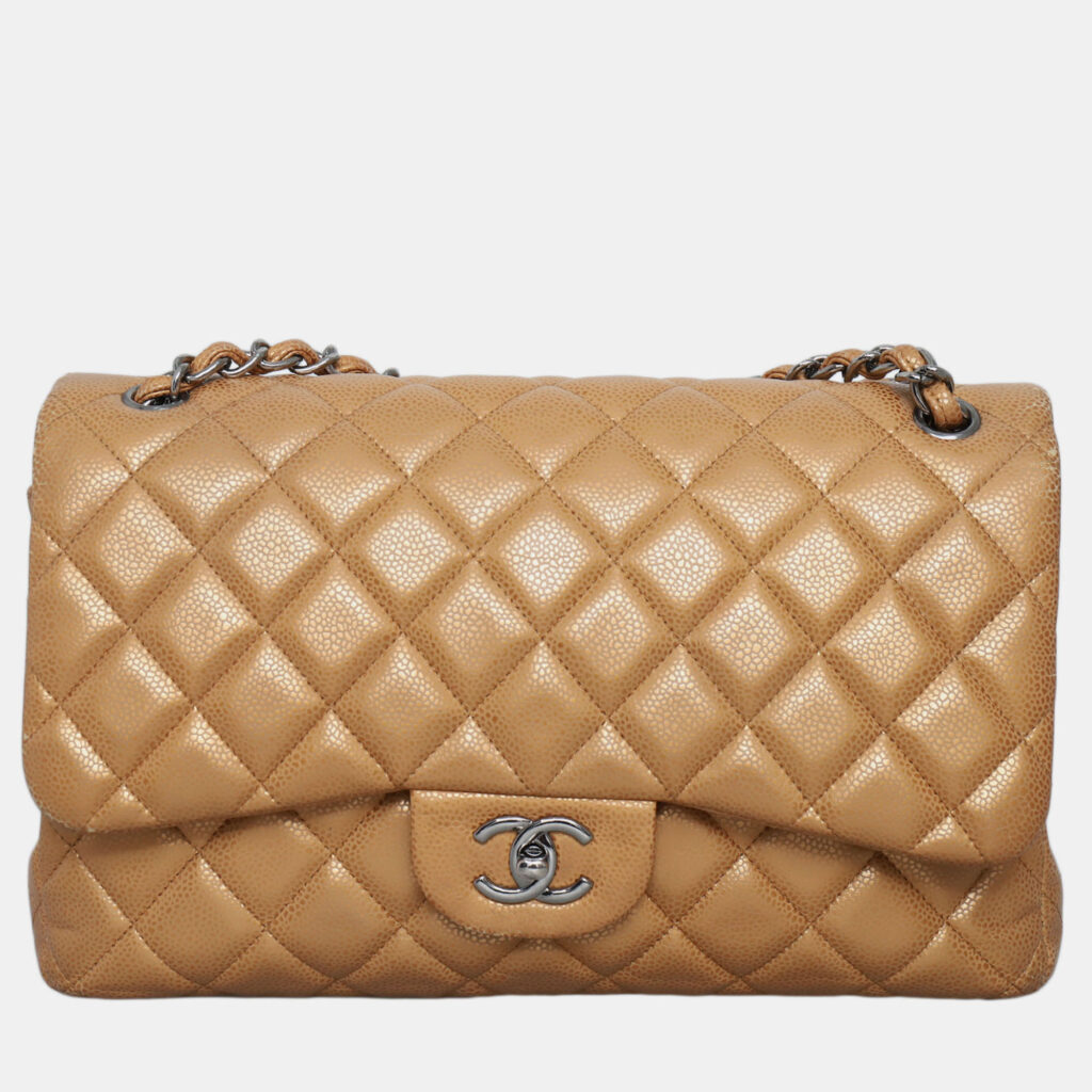 Chanel Brown Caviar Classic Jumbo Double Flap Bag Chanel Brown Caviar Classic Jumbo Double Flap Bag