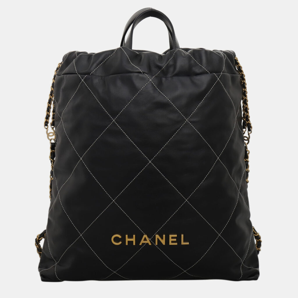 Chanel Black Quilted Calf Leather C22 Backpack Chanel Black Quilted Calf Leather C22 Backpack