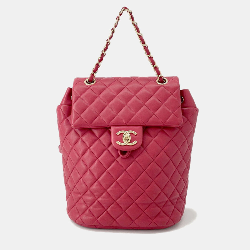 Chanel Matelasse Chain Backpack Red Lambskin Chanel Matelasse Chain Backpack Red Lambskin
