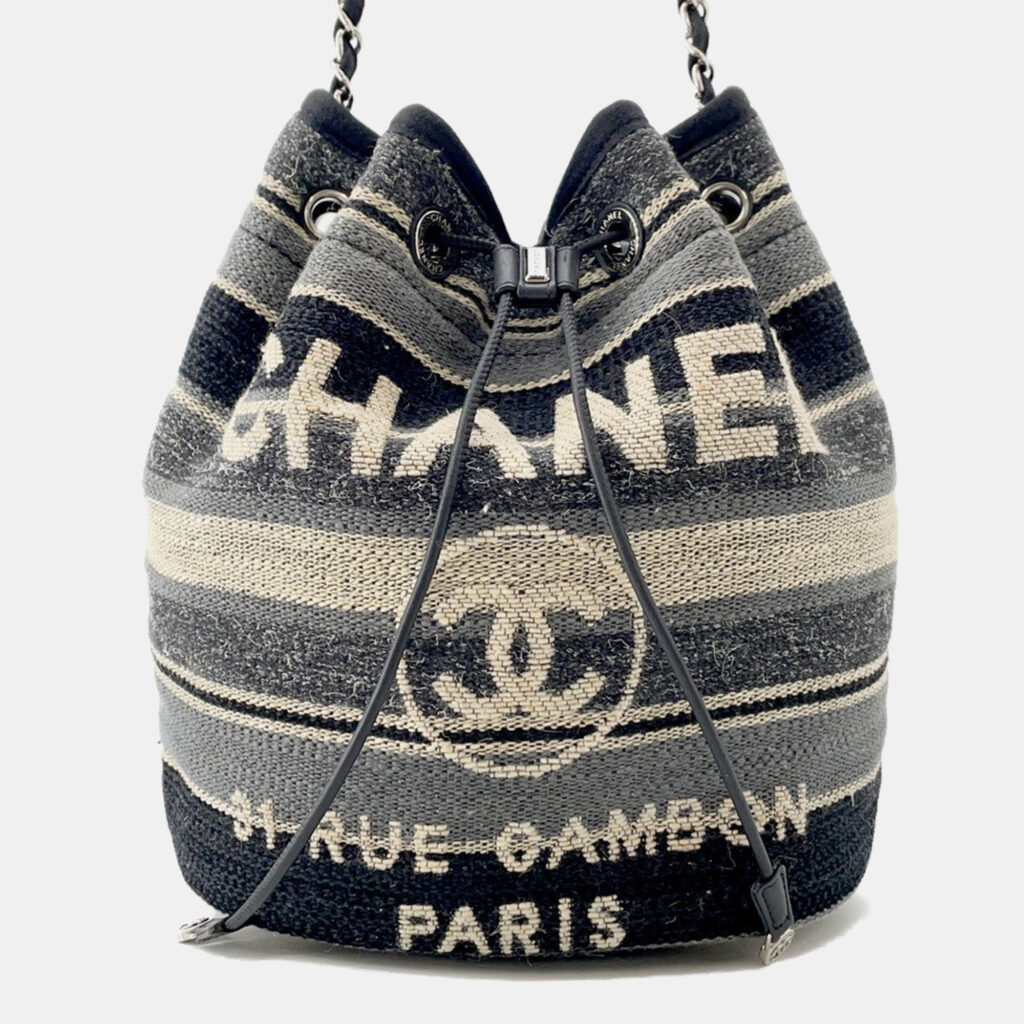 Chanel Deauville Drawstring Shoulder Black/Gray/White Canvas Chanel Deauville Drawstring Shoulder Black/Gray/White Canvas