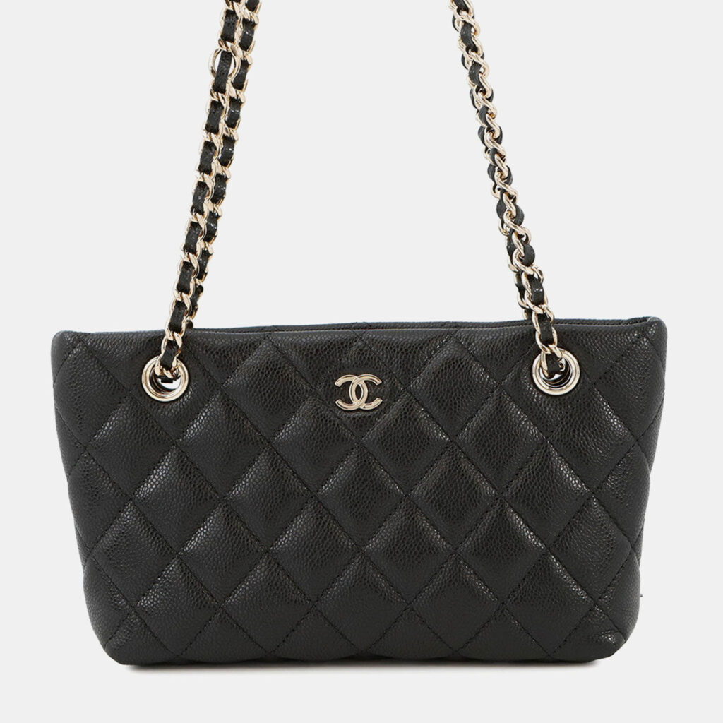 Chanel Matelasse Chain shoulder Bag Timeless Classics Line Black Caviar Leather Chanel Matelasse Chain shoulder Bag Timeless Classics Line Black Caviar Leather