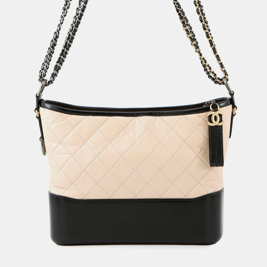 Chanel Gabriel De Chanel Hobo Chain shoulder Bag Beige/Black Calf Leather
