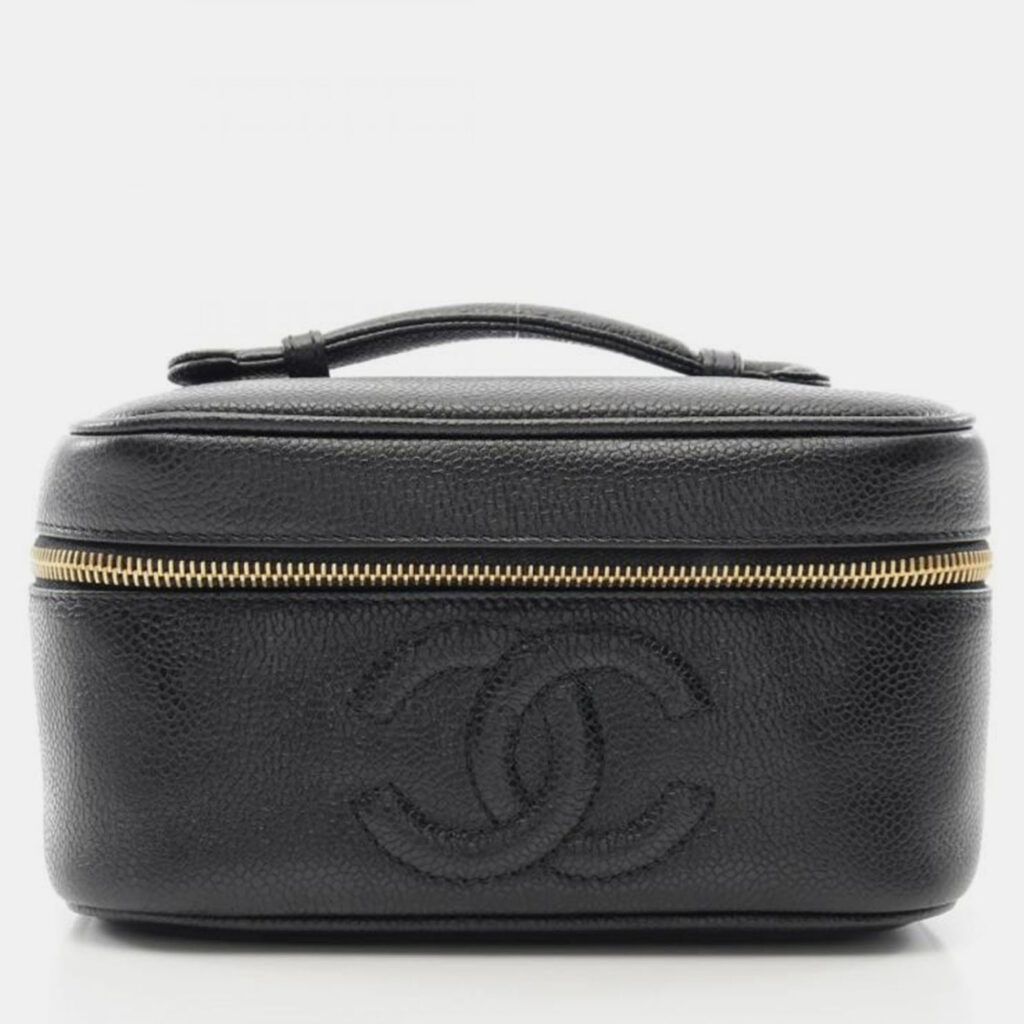 Chanel Coco Mark Vanity Handbag Leather Grained Calfskin Black Chanel Coco Mark Vanity Handbag Leather Grained Calfskin Black