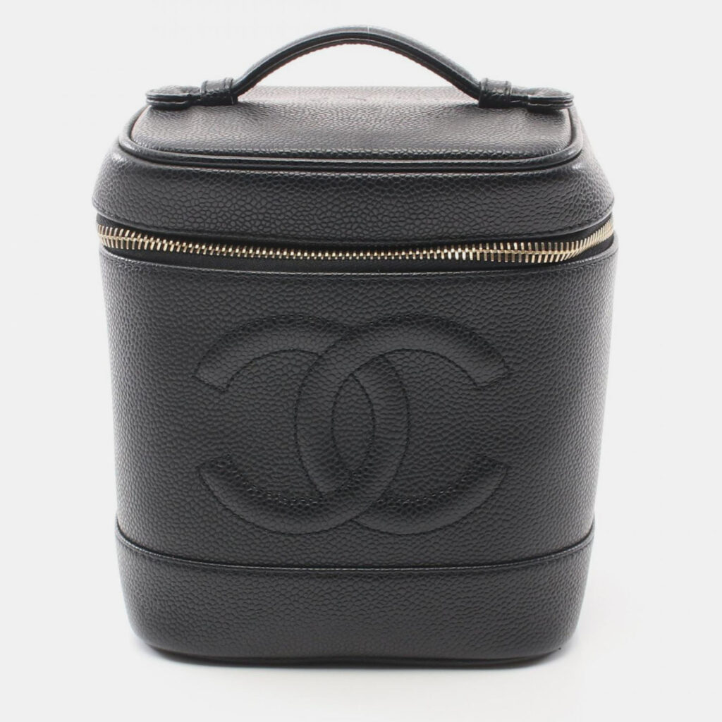 Chanel Coco Mark Hand Vertical Vanity Bag Leather Black Chanel Coco Mark Hand Vertical Vanity Bag Leather Black