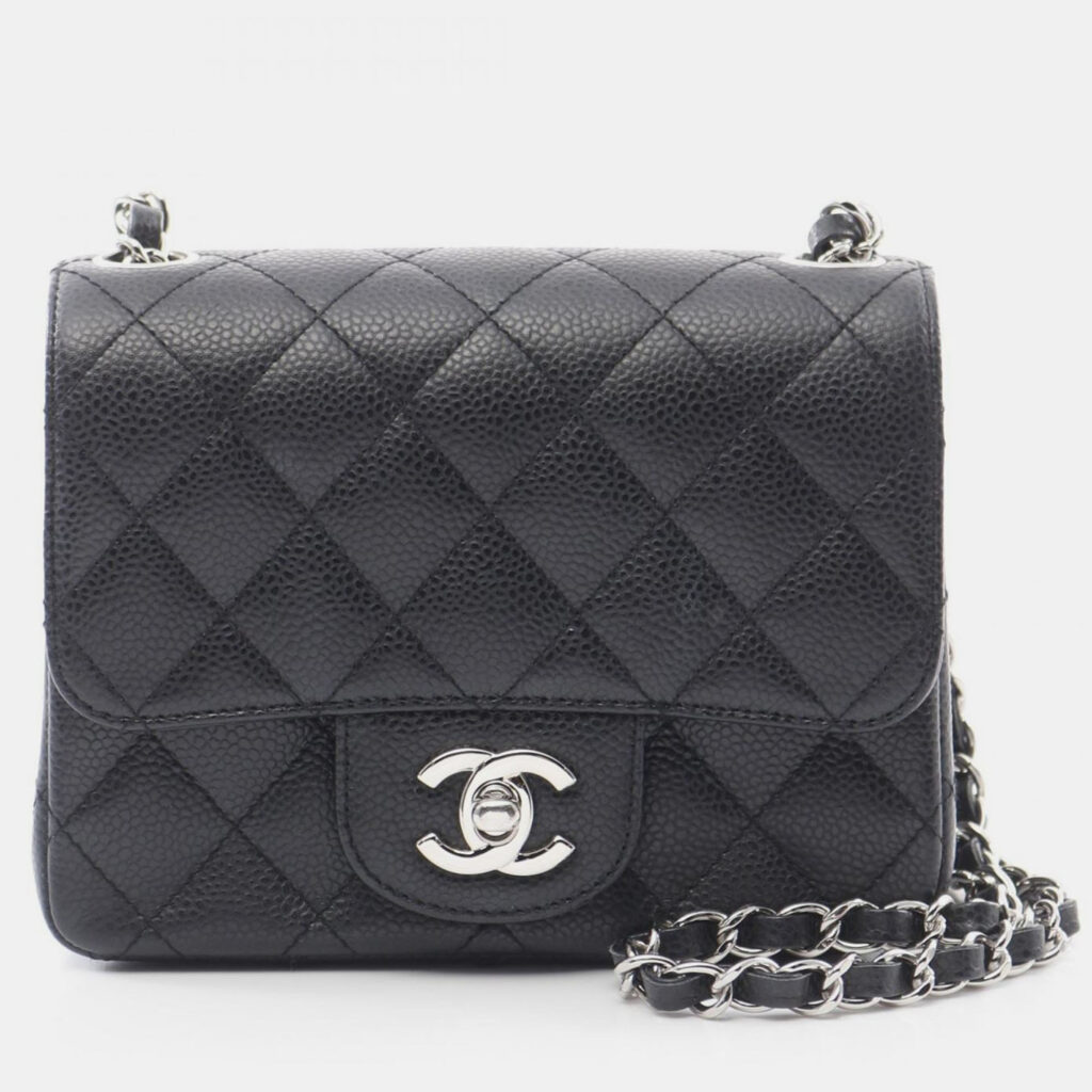 Chanel Mini Matelasse Chain Shoulder Bag Grained Calfskin Black Chanel Mini Matelasse Chain Shoulder Bag Grained Calfskin Black