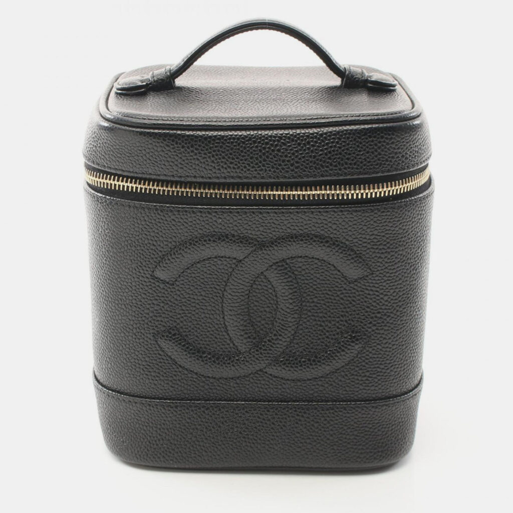Chanel Coco Mark Hand Vanity Vertical Bag Leather Black Chanel Coco Mark Hand Vanity Vertical Bag Leather Black