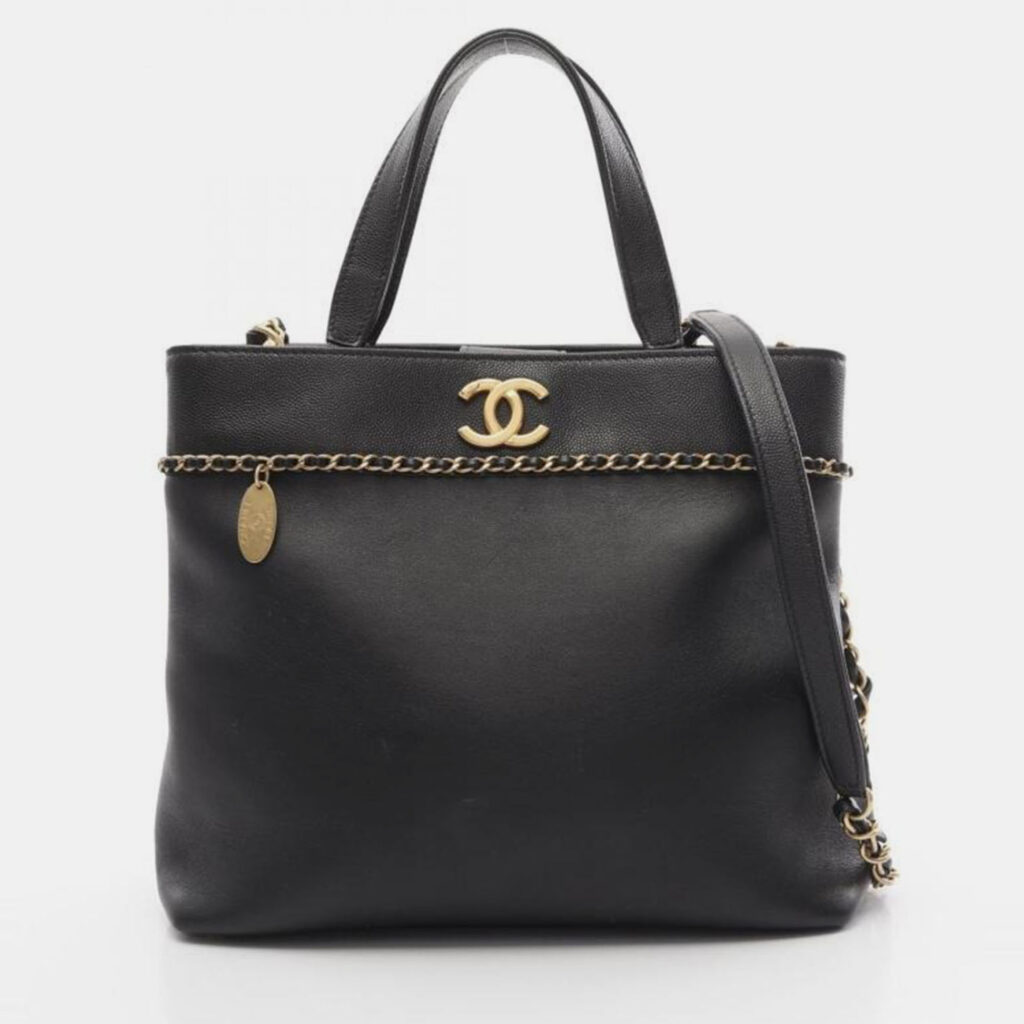 Chanel Coco Mark Matelasse 2Way Shoulder Bag Leather Black