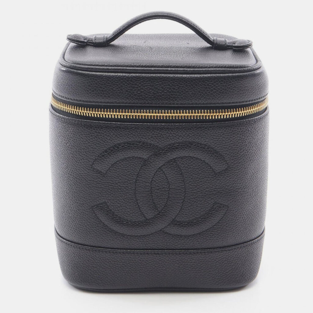 Chanel Coco Mark Hand Vertical Vanity Bag Calfskin Black Chanel Coco Mark Hand Vertical Vanity Bag Calfskin Black