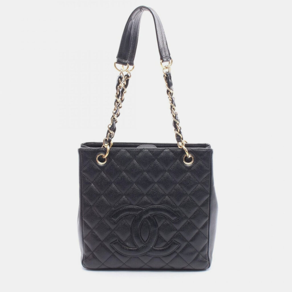 Chanel Coco CC Matelasse PST Black Calfskin Chain Tote Bag Chanel Coco CC Matelasse PST Black Calfskin Chain Tote Bag