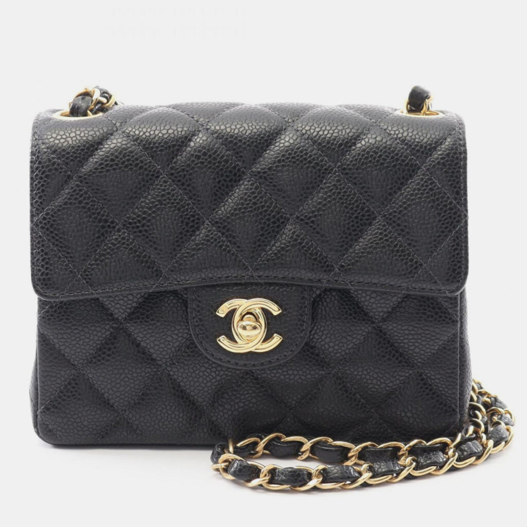 Chanel Mini Matelasse Chain Shoulder Bag Calfskin Leather Black Chanel Mini Matelasse Chain Shoulder Bag Calfskin Leather Black