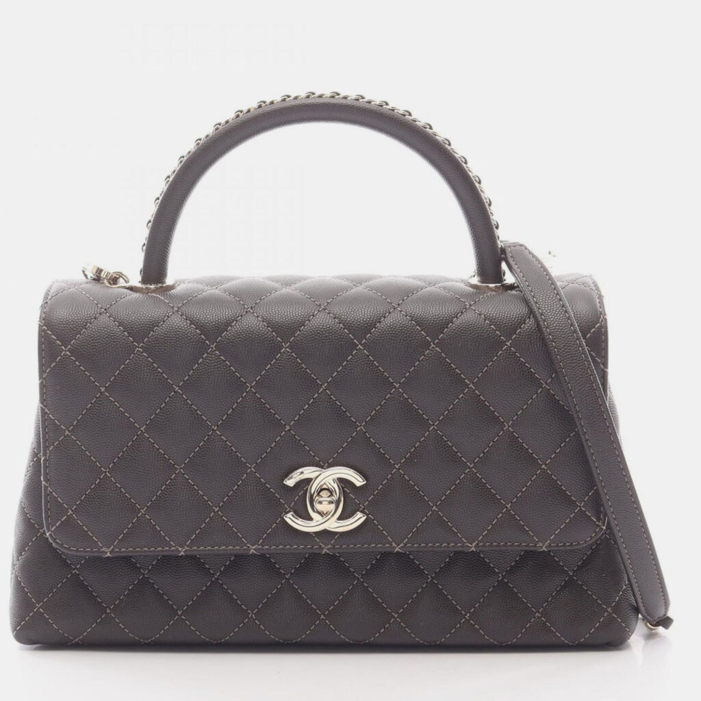 Chanel Coco Handle 29 Flap Matelasse Shoulder Handbag Leather Brown Chanel Coco Handle 29 Flap Matelasse Shoulder Handbag Leather Brown
