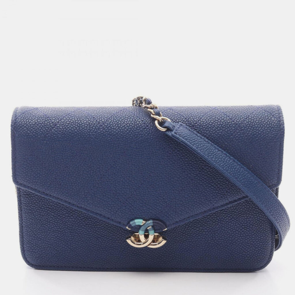 Chanel Matelasse Half Coco Chain Shoulder Crossbody Calf Leather Blue Chanel Matelasse Half Coco Chain Shoulder Crossbody Calf Leather Blue