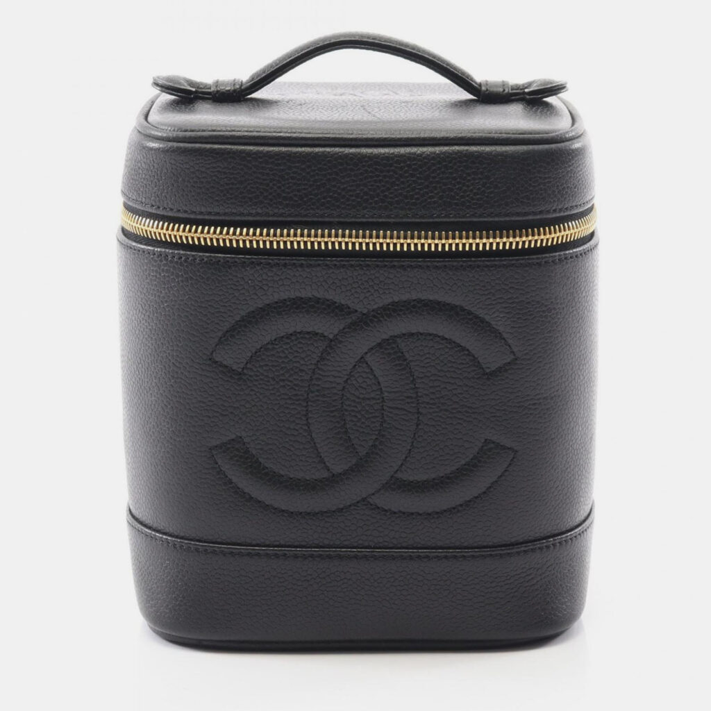 Chanel Coco Mark Vanity Handbag Leather Calfskin Black Chanel Coco Mark Vanity Handbag Leather Calfskin Black
