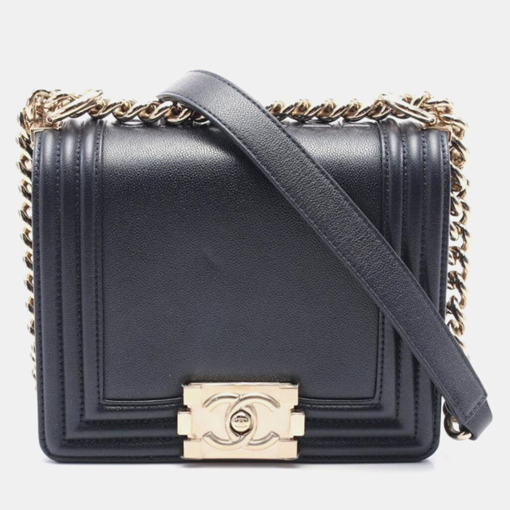 Chanel Boy Chanel 2Way Chain Shoulder Bag Leather Navy Chanel Boy Chanel 2Way Chain Shoulder Bag Leather Navy