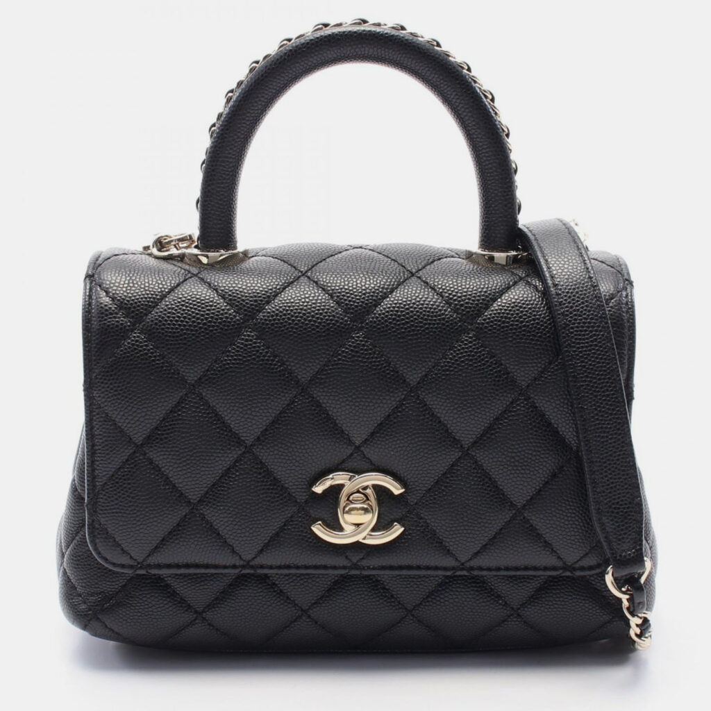 Chanel Coco Handle Xxs Matelasse 2Way Handbag Leather Black Chanel Coco Handle Xxs Matelasse 2Way Handbag Leather Black