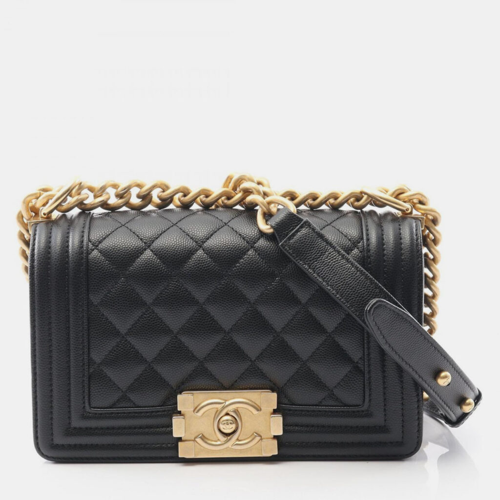 Chanel Boy Chanel Small Chain Shoulder Bag Grained Calf Black