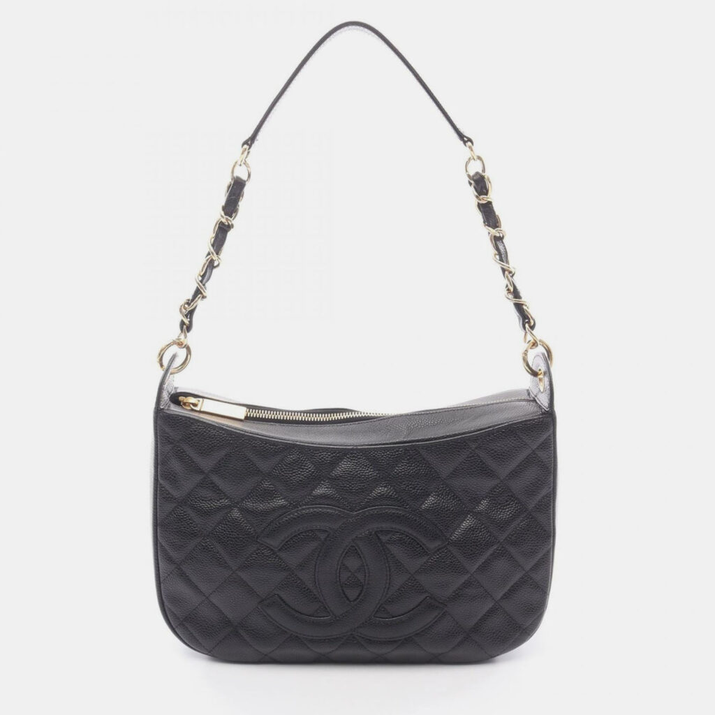 Chanel Matelasse Shoulder Bag Calf Leather Black Chanel Matelasse Shoulder Bag Calf Leather Black