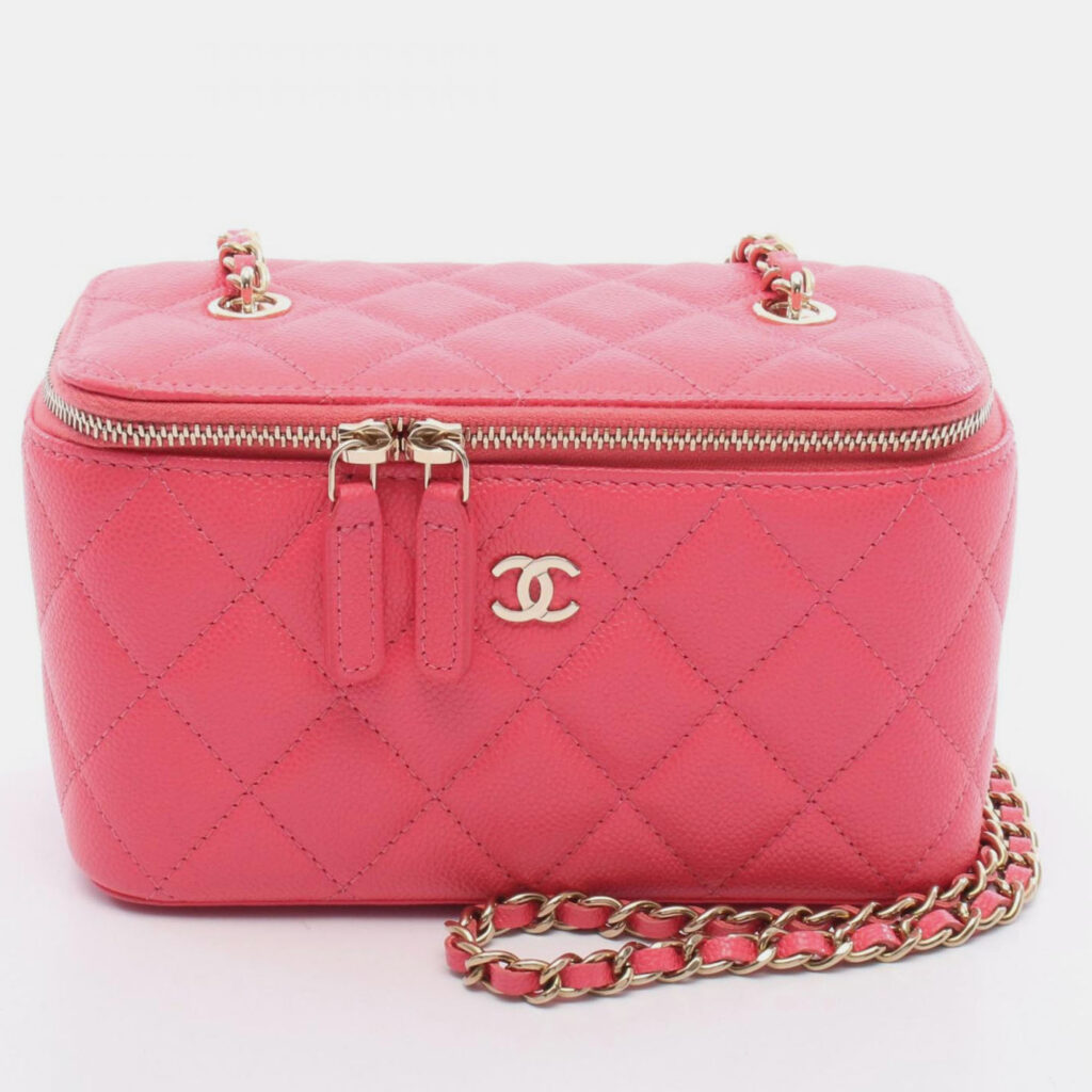 Chanel Matelasse Vanity Chain Shoulder Bag Calfskin Pink