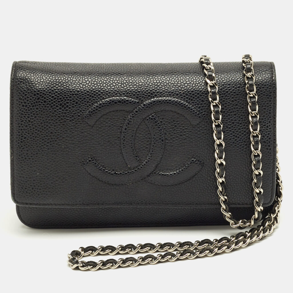 Chanel Black Caviar Leather CC Wallet On Chain Chanel Black Caviar Leather CC Wallet On Chain